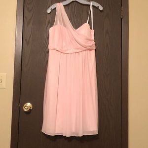 DAVID’S BRIDAL One Shoulder Dress w/ Illusion Neck